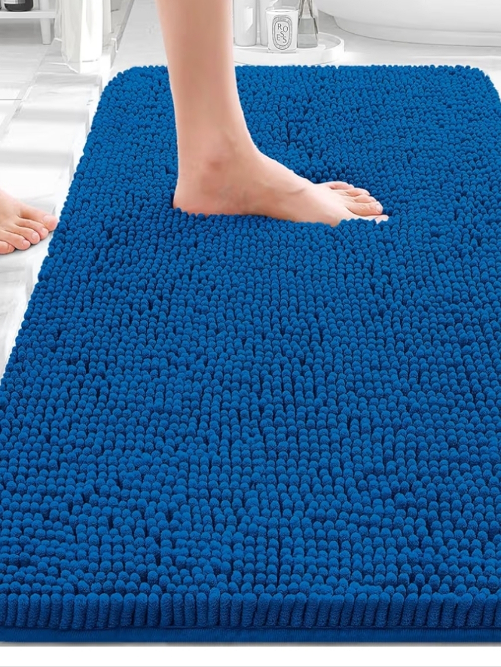 New Chenille Bath Mat -  Blue